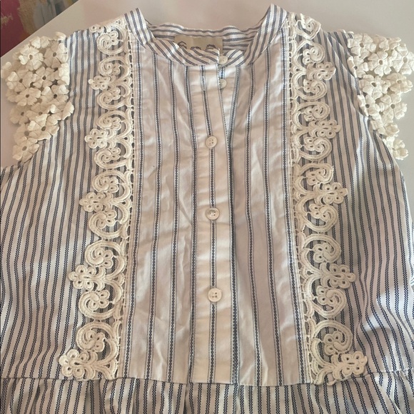 Striped Top with Lace Accents by Sea New York. Size 2. Great condition. - Picture 3 of 4